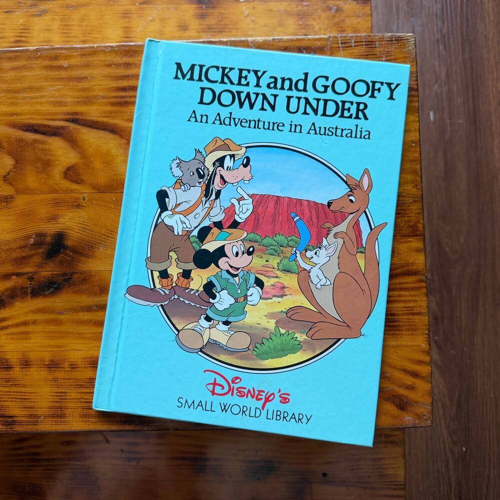 Vintage Disney Mickey & Goofy Down Under Adventure In Australia Hardcover Book